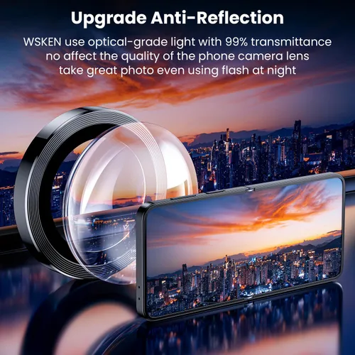 Miniatura 2 de WSKEN Funda protectora para lente de cámara Z Flip 7, ultra HD, antirreflejante, vidrio de metal templado, antiarañazos, película protectora de Negro