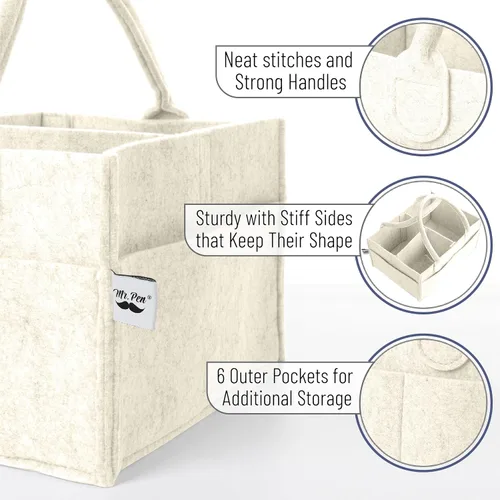 Miniatura 3 de Mr. Pen- Organizador de pañales para bebé, beige, mediano Contenedor de almacenamiento de guardería y organizador de coche para pañales
