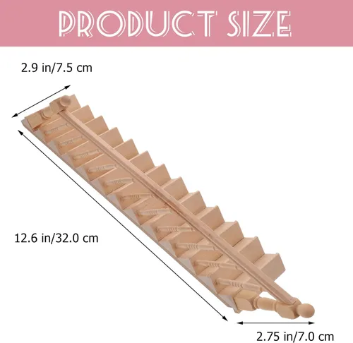 Miniatura 4 de DOITOOL Escalera en miniatura de 12 escalas con pasamanos izquierdos, sin pintar, accesorio de muebles de casa de muñecas de madera para bricolaje