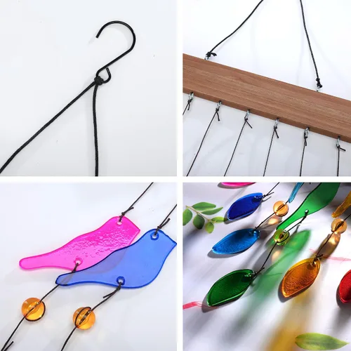Miniatura 6 de Campanas de viento de vidrio coloridas para jardín y patio al aire libre - Campana de viento con diseño de pájaro hecha a mano, regalo perfecto