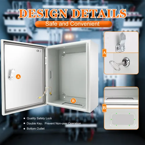 Miniatura 4 de Caja Eléctrica Exterior 12 x 12 x 8'' Gabinete NEMA 4X Caja de Acero Impermeable Caja de Conexiones Eléctrica Bloqueable Gabinete Eléctrico Exterior