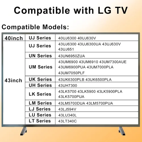 Miniatura 2 de Patas de repuesto para TV LG, patas de soporte de TV para 40 43 pulgadas LG TV patas 40UJ6300 43UJ6300 43UJ630V 43UN6950ZUA 43UM6900 43UK6300