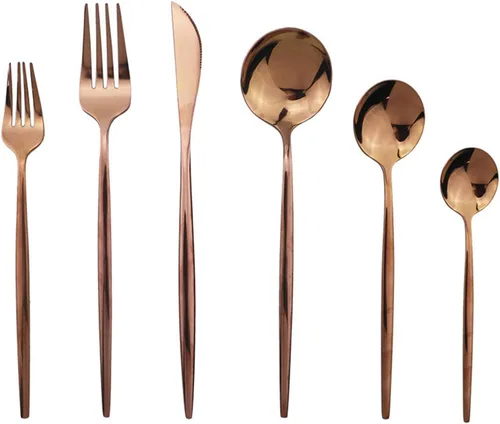 Miniatura 20 de JASHII Juego de cubiertos de acero inoxidable de 24 piezas con acabado brillante para 4 personas, cuchillo de cena, tenedor, cuchara, tenedor