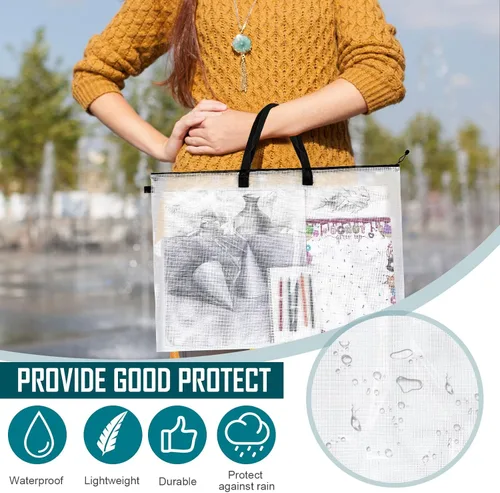 Miniatura 5 de Estuche de 3 piezas de cartera de arte de 24 x 36 pulgadas, bolsa grande de almacenamiento de arte, bolsa de almacenamiento de pósteres