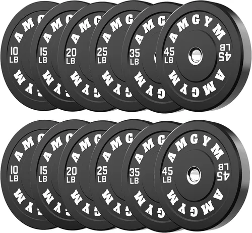 Miniatura 76 de Discos de peso olímpicos de 2 pulgadas y caucho para barras, discos para gimnasio en casa, entrenamiento de fuerza y levantamiento de pesas, 10 a
