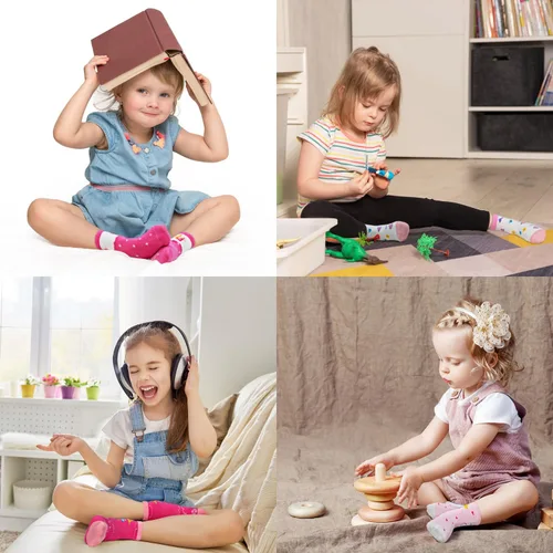 Miniatura 2 de SkiBeaut Calcetines para bebés y niñas, 12 pares de calcetines antideslizantes para niños pequeños con agarre para niñas de 0 a 7 años