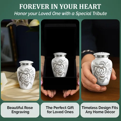 Miniatura 6 de Urna de Cremación de Rosa para Cenizas para Mujeres y Hombres - Urnas de Rosa Artesanales para Cenizas Humanas Adultas Femeninas y Masculinas