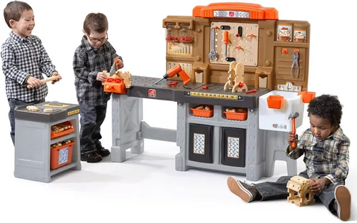 Step2 Pro Play - Taller Infantil de Juegos con Banco de Herramientas, Banco de Herramientas para Interior/Exterior para Niños, Juego Interactivo con