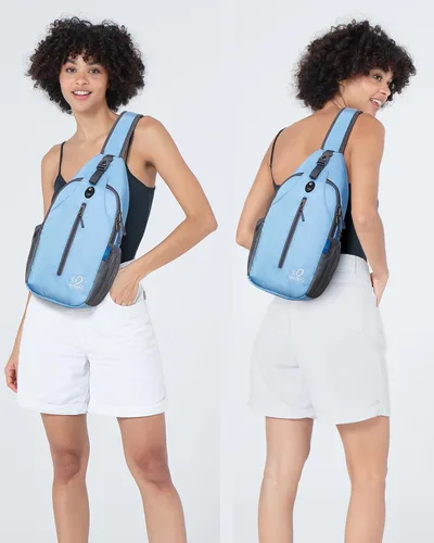Miniatura 27 de WATERFLY Bolsa pequeña de senderismo: mochila cruzada para el pecho, mochila para hombres y mujeres con correa de hombro agradable a la piel