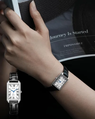 Miniatura 4 de Reloj clásico de cuarzo para mujer, elegante y resistente, con correa de piel de vacuno, perfecto para cualquier ocasión