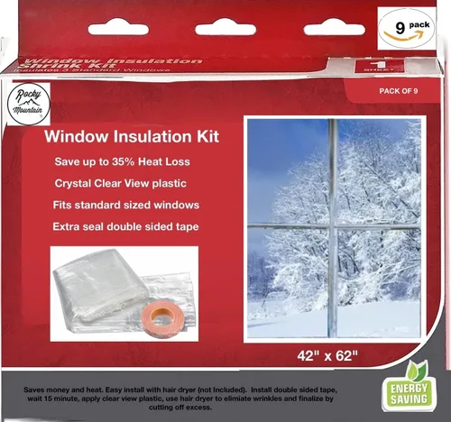 Miniatura 3 de Rocky Mountain Goods Kit de aislamiento de ventana para invierno, 42 x 62 pulgadas, sellador transparente de plástico para bloquear el aire frío