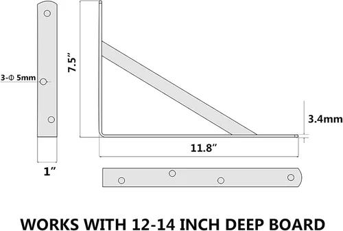 Miniatura 2 de NEODROP Paquete de 4 soportes de estante de 12 pulgadas de alta resistencia, soporte de pared grande para estantes de almacenamiento de garaje