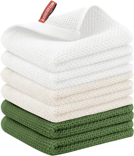 Miniatura 27 de Nialnant - Toalla de cocina 100% algodón, tejido gofre, suave, absorbente y de secado rápido, toallas para secar platos, trapos de limpieza - Multi
