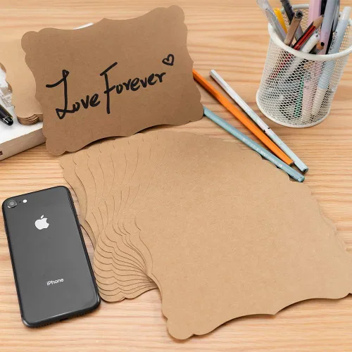 Miniatura 4 de Paquete de 50 tarjetas de papel kraft en blanco, cartulina, papel grueso, color marrón, tarjetas de felicitación para menús de tarjetas de regalo