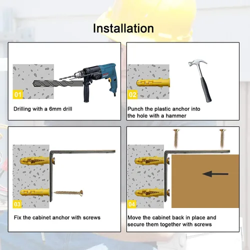 Miniatura 4 de TUPSKY - Kit antipuntas para gabinete, anclajes para muebles de acero inoxidable a prueba de bebés, asegura 400 libras para estanterías/gabinetes