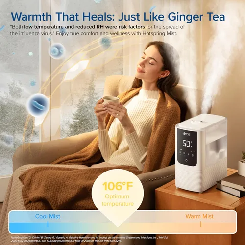 Miniatura 4 de LEVOIT Humidificadores para dormitorio y hogar, humidificador de aire inteligente de niebla cálida y fría para habitación grande, humedad Blanco