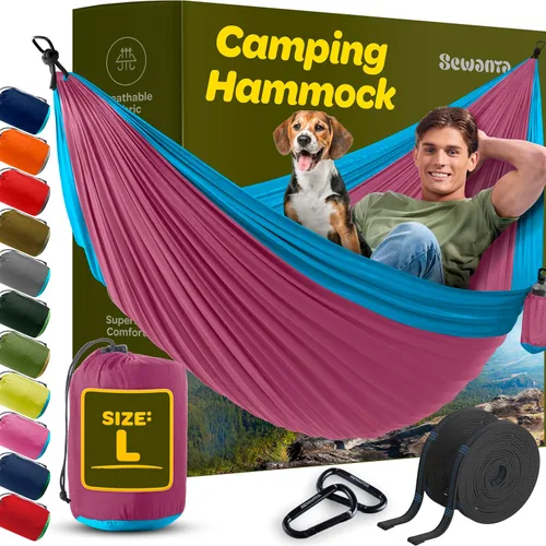 Miniatura 9 de Hamaca Duradera con Capacidad de 500 Libras, Silla Hamaca de Camping de Nylon - Tamaños Doble o Individual con Correas para Árboles y Bolsa