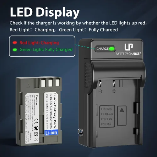 Miniatura 5 de LP EN-EL3e Paquete de cargador de batería, repuesto para Nikon EN EL3e, EL3, EL3a, MH-18, MH-18a, MH-19, compatible con Nikon D700, D300s, D300