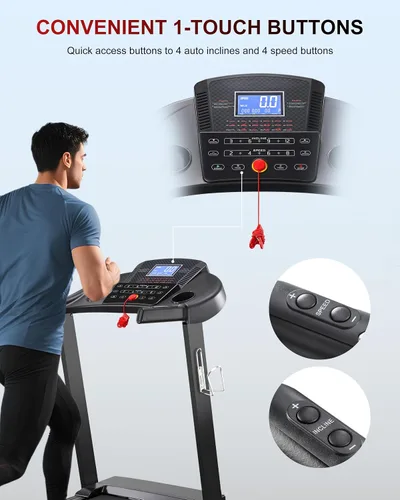 Miniatura 6 de Treadmill with 15-Level Auto Incline, Folding Treadmill for Home, 0.6-10 MPH, 350 LB Capacity, 18.11" Wide Running Belt, 3.5 HP, Shock Absorption