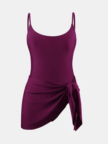 Miniatura 5 de CUPSHE Traje de baño de una pieza para mujer con cuello redondo y tirantes ajustables con nudo frontal