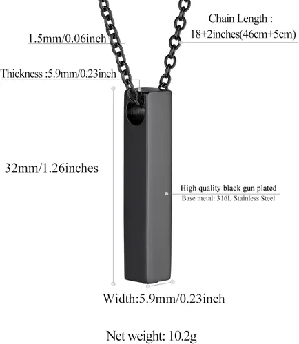 Miniatura 107 de FindChic Collares personalizados con urna para cenizas, barra vertical, gato, luna, reloj de arena, garra de perro, acero inoxidable, chapado en oro