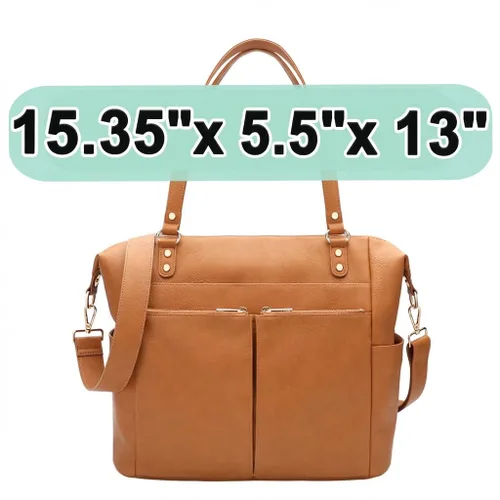 Miniatura 7 de MOMINSIDE Bolsa de pañales, mochila de cuero para pañales con 13 bolsillos para mamá y papá, bolsa de bebé convertible para niños y niñas, bolsa