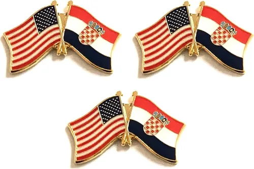 Miniatura 82 de 3 Pines de solapa con banderas de Estados Unidos y países internacionales, paquete de 3 pines dobles con diseño de banderas de Estados Unidos