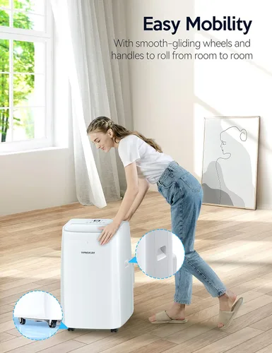 Miniatura 7 de VAGKRI Aire acondicionado portátil de 12,000 BTU, CA 3 en 1 con ventilador y deshumidificador, enfría hasta 450 pies cuadrados, unidad de CA de bajo
