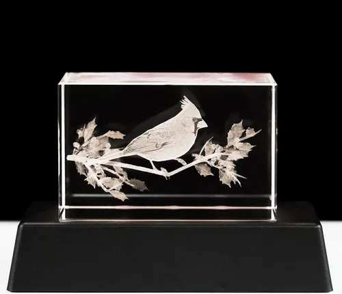 Miniatura 8 de YWHL Regalos de cardenal de cristal para mujeres y hombres: Figurina decorativa cardenal rojo grabada en 3D con láser, luz nocturna, regalos