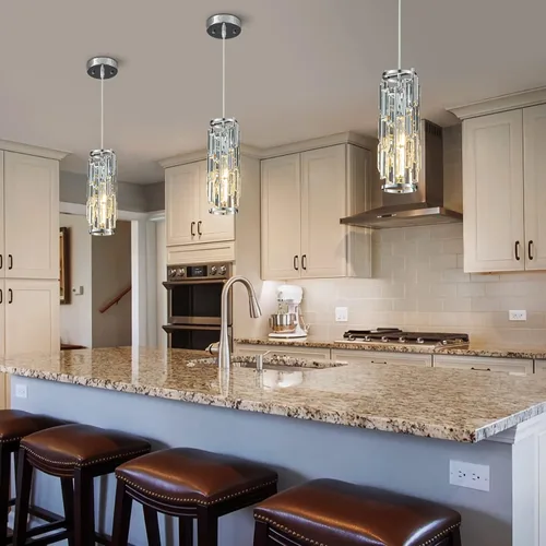 Miniatura 7 de Luces colgantes, lámpara colgante moderna de cromo, mini candelabros de cristal, iluminación colgante para cocina, isla, comedor, dormitorio