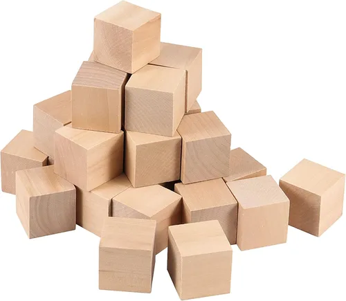 Miniatura 5 de ZOENHOU 60 bloques de madera de 1.5 pulgadas, cubo de madera maciza natural de primera calidad, juego de bloques de madera sin terminar