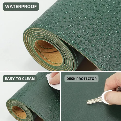 Miniatura 3 de Protector de escritorio de cuero, tapete de escritorio grande con corcho natural y piel sintética, alfombrilla para mouse, alfombrilla de escritorio