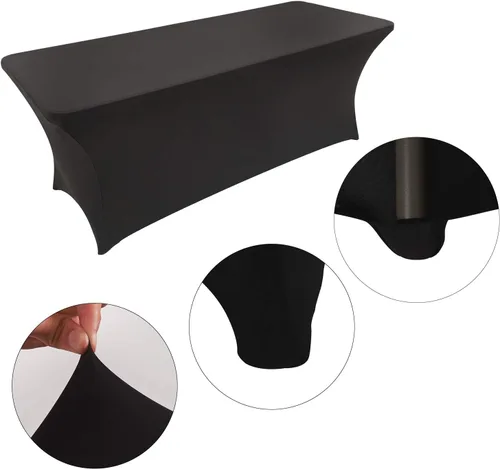 Miniatura 3 de LZY Paquete de 2 manteles ajustables para mesas plegables de 6 pies, espalda abierta, manteles rectangulares de elastano/elástico/elásticos
