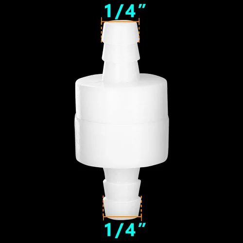 Miniatura 2 de Feelers 1/4" (6 mm) Válvula de retención en línea de una vía antirretorno, válvula de retención de aire, agua y gas, resistencia al ozono, PVDF