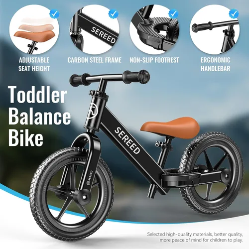 Miniatura 5 de Bicicleta de Equilibrio SEREED para Niños de 2 Años, Bicicleta para Niños sin Pedales de 2 a 5 Años, Ajuste sin Herramientas, Placa Personalizable