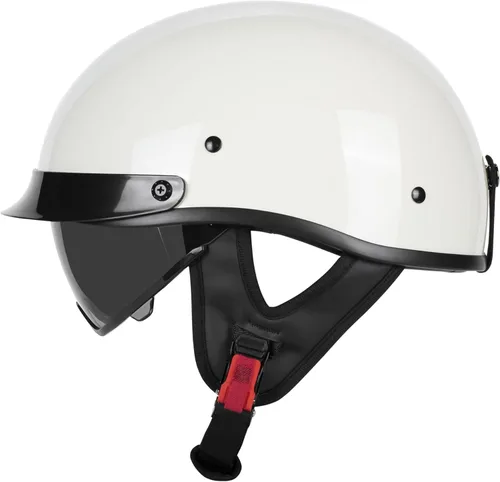 Miniatura 13 de Medio casco de motocicleta con visera para adultos y jóvenes, cascos retro aprobados por DOT para hombres y mujeres, compatibles con ciclomotor