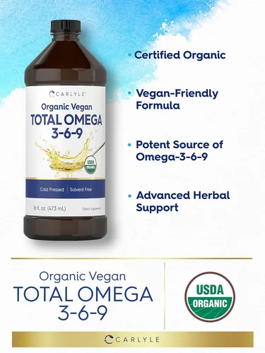 Miniatura 3 de Carlyle Omega 3 6 9 16 onzas líquidas Prensado en frío Suplemento orgánico certificado, vegano Vegetariano, sin OMG, sin gluten y sin