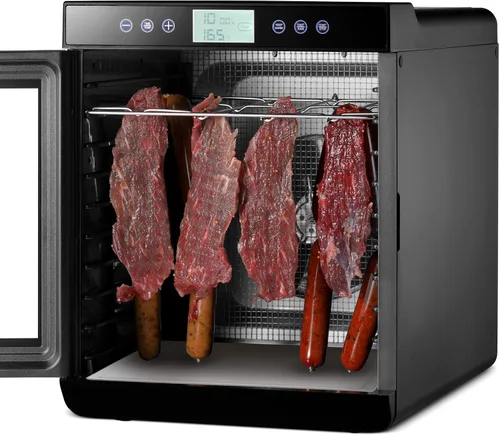 Miniatura 9 de Magic Mill - Máquina deshidratadora de alimentos premium (15 bandejas extra grandes de acero inoxidable) Secador de 800W para cecina de ternera