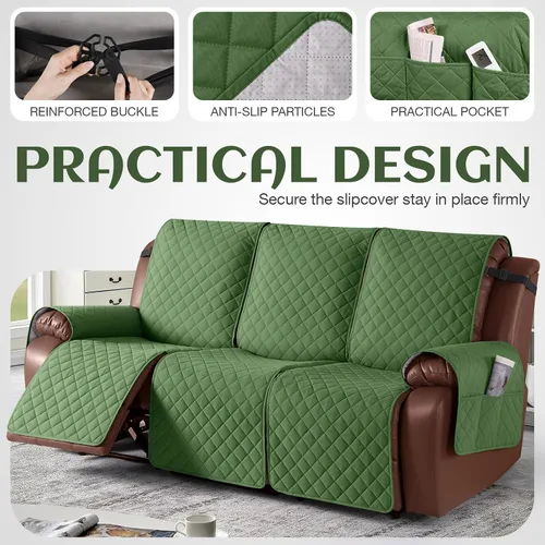 Miniatura 4 de KinCam - Funda de sofá reclinable impermeable, fundas de sofá reclinable antideslizantes para 3 asientos, protector de muebles de sofá reclinable