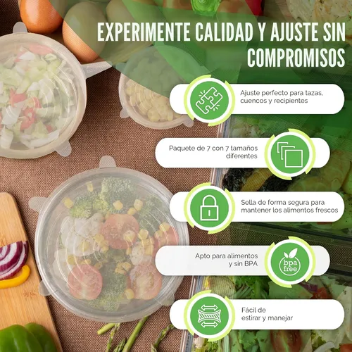 Miniatura 3 de Tapas elásticas reutilizables de silicona para almacenamiento de alimentos en refrigerador - Cubiertas elásticas resistentes al calor para tazones