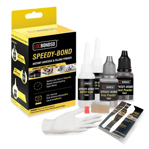 LOCBONDSO Kit de pegamento fuerte con relleno, kit de reparación de plástico metálico, enlace rápido de 7-10 segundos con adhesivos instantáneos de