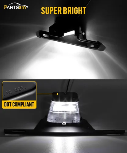 Miniatura 3 de Partsam Luz LED para matrícula, impermeable, 12 V CC, luz de etiqueta de licencia con soporte, orificio de drenaje, montaje de soporte de acero