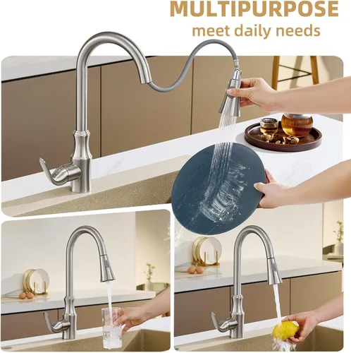 Miniatura 4 de Angle Simple Repuesto de cabezal de grifo de cocina, conector de rosca macho G de 1/2 o 13/16 pulgadas, probado según NSF/ANSI/CAN 61 y 372, Níquel