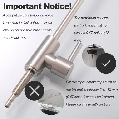 Miniatura 2 de Grifo de agua potable para la mayoría de ósmosis inversa y filtración de agua. Grifo de fregadero de acero inoxidable SUS304 níquel cepillado.