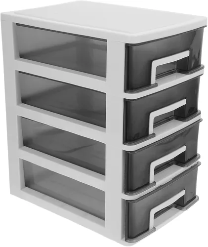 LIFKOME Cajón de almacenamiento de cuatro capas, organizador de almacenamiento de cajones de plástico para joyas, papelería, maquillaje, cosméticos,