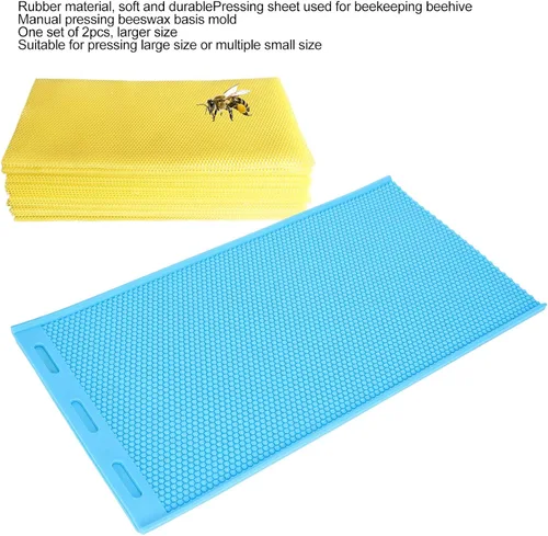 Miniatura 3 de Zerodis 2PCS hoja de prensa de cera de abejas, suministros de almacenamiento de goma, caja de nido de cera de abejas, equipo de apicultor