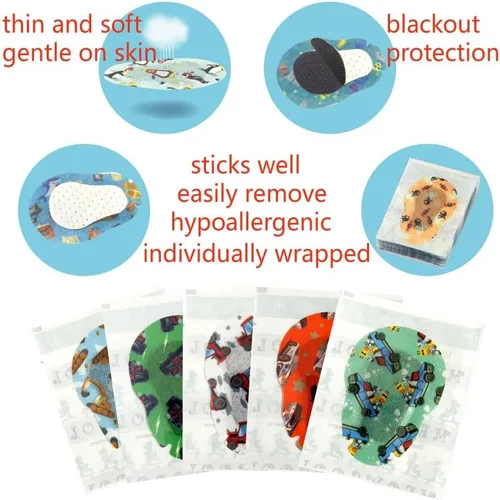 Miniatura 2 de Parches adhesivos para ojos para niños con ojo perezoso, 60+6 parches adicionales, vendajes adhesivos para ambliopía, 5 diseños divertidos