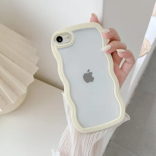 Miniatura 59 de QLTYPRI Funda compatible con iPhone 7/8/SE, bonita funda transparente con marco ondulado rizado para niñas y mujeres, funda protectora de TPU