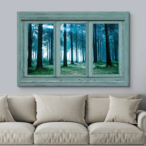Miniatura 3 de Cuadro decorativo con diseño de ventana moderna blanca con vista, de la marca Wall26®