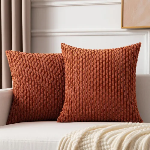 Miniatura 45 de Kevin Textile - Juego de 2 fundas de almohada decorativas de pana de 22 x 22 pulgadas, suaves, estilo bohemio, a rayas, decoración moderna del hogar